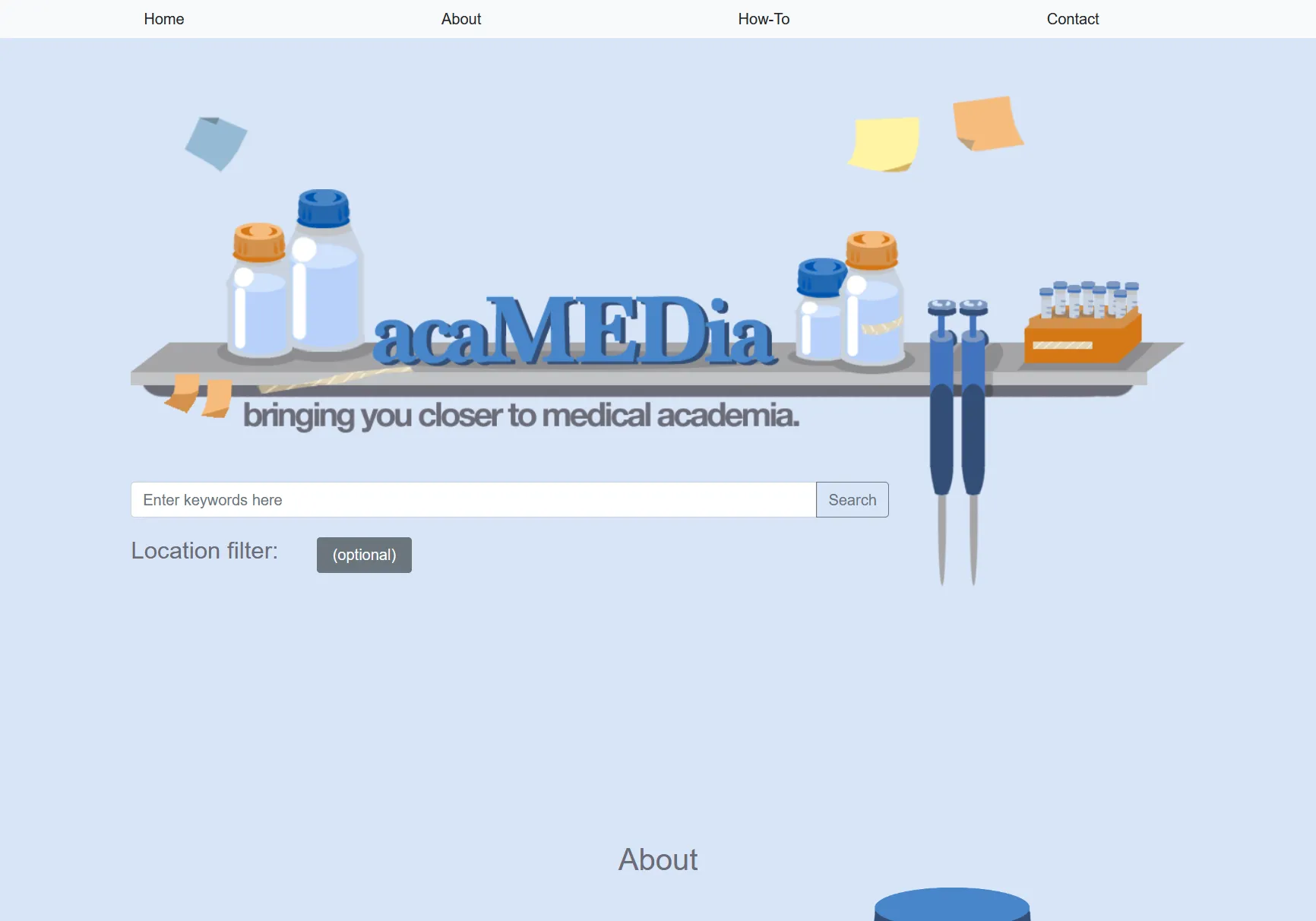 The AcaMedIa web app interface